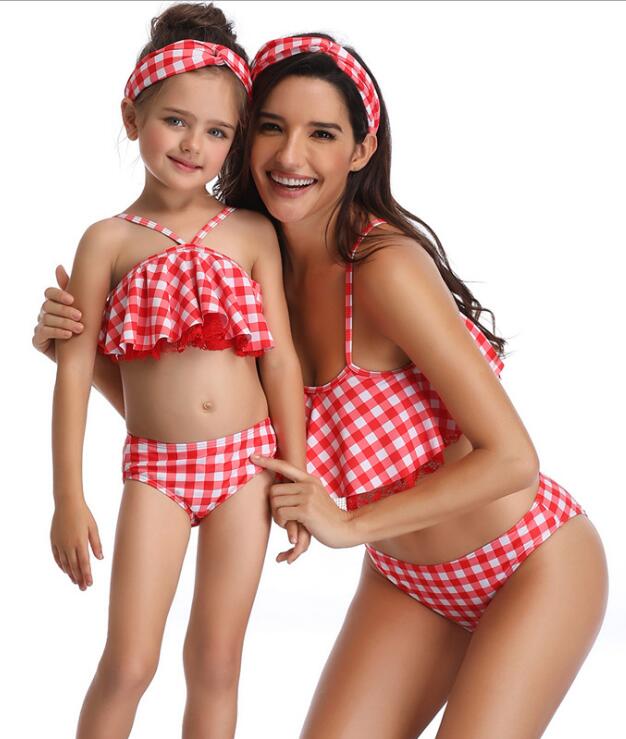 F4817 Mommy and Me PolkaDot Print Matching Swimsuit